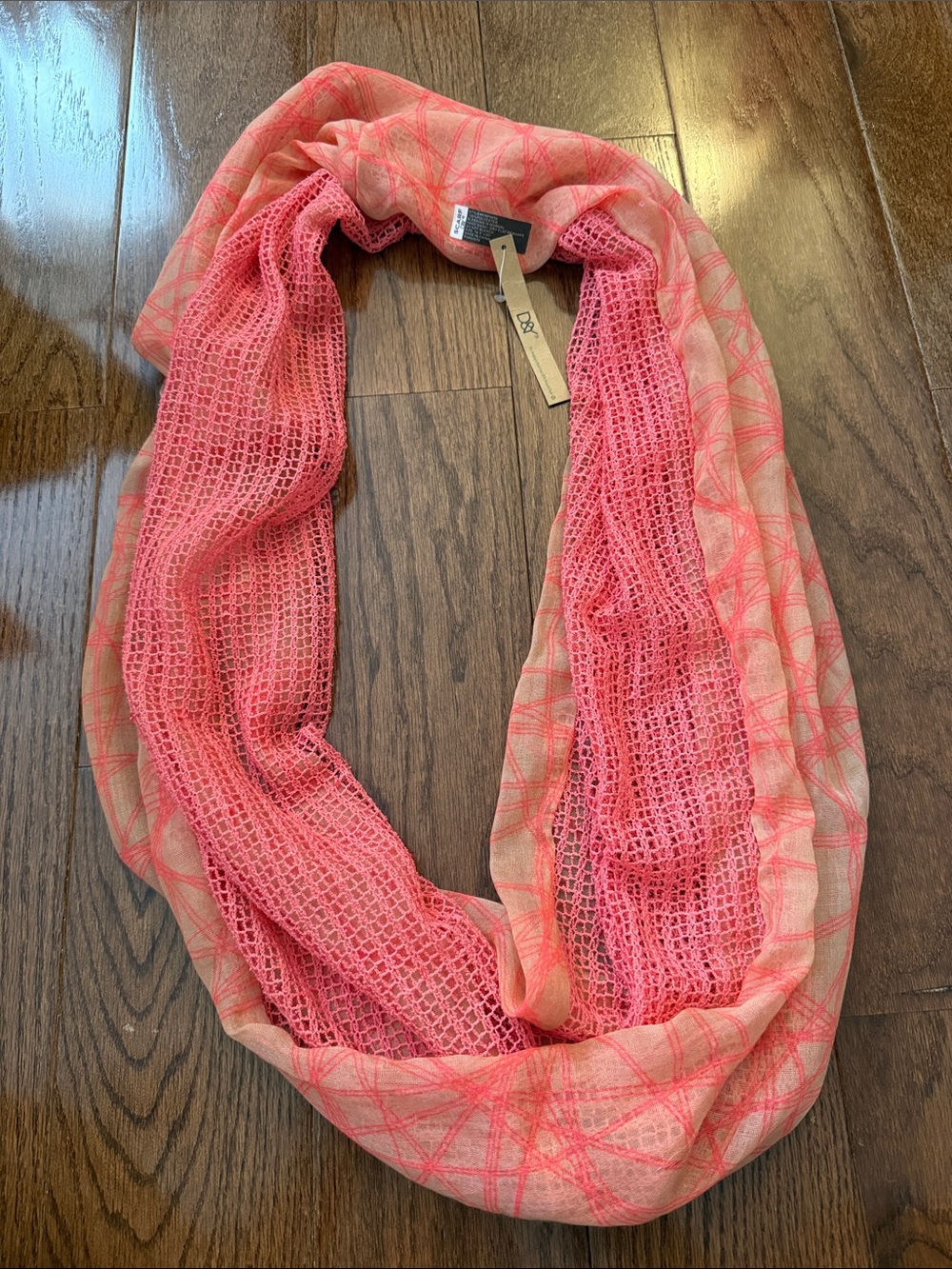 D&Y Pink Coral Patterned Infinity Scarf